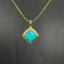 14K GOLD 1.7 CT NATURAL BLUE TURQUOISE & DIAMOND PENDANT( WITHOUT CHAIN )