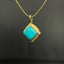 14K GOLD 1.7 CT NATURAL BLUE TURQUOISE & DIAMOND PENDANT( WITHOUT CHAIN )