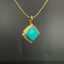 14K GOLD 1.7 CT NATURAL BLUE TURQUOISE & DIAMOND PENDANT( WITHOUT CHAIN )