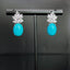14K GOLD 11.03 CTW NATURAL BLUE TURQUOISE & DIAMOND EARRINGS