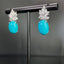 14K GOLD 11.03 CTW NATURAL BLUE TURQUOISE & DIAMOND EARRINGS