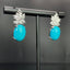 14K GOLD 11.03 CTW NATURAL BLUE TURQUOISE & DIAMOND EARRINGS