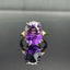 14K GOLD 9.08 CTW NATURAL AMETHYST & DIAMOND RING