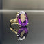 14K GOLD 9.08 CTW NATURAL AMETHYST & DIAMOND RING