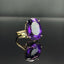 14K GOLD 12.43 CTW NATURAL AMETHYST & DIAMOND RING