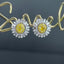 14K GOLD 0.74 CTW NATURAL YELLOW DIAMOND & DIAMOND EARRINGS