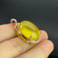14K GOLD 23.80 CTW NATURAL PREHNITE & DIAMOND PENDANT( WITHOUT CHAIN )