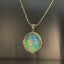 14K GOLD 13.95 CTW NATURAL OPAL & DIAMOND PENDANT( WITHOUT CHAIN )