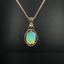 14K GOLD 2.86 CTW NATURAL OPAL & DIAMOND PENDANT( WITHOUT CHAIN )