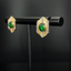 14K GOLD 1.40 CTW VIVID GREEN NATURAL EMERALD & DIAMOND EARRINGS