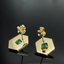14K GOLD 1.40 CTW VIVID GREEN NATURAL EMERALD & DIAMOND EARRINGS