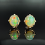 14K GOLD 4.08 CTW NATURAL OPAL & DIAMOND EARRINGS