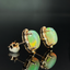 14K GOLD 4.08 CTW NATURAL OPAL & DIAMOND EARRINGS