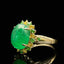 14K GOLD 5.13 CTW VIVID GREEN NATURAL EMERALD & DIAMOND RING