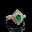 14K GOLD 0.55 CTW VIVID GREEN NATURAL EMERALD & DIAMOND RING