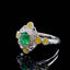 14K GOLD 0.55 CTW VIVID GREEN NATURAL EMERALD & DIAMOND RING