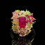14K GOLD 1 CT NATURAL RUBY & COLOURED GEMSTONE RING