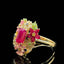 14K GOLD 1 CT NATURAL RUBY & COLOURED GEMSTONE RING