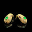 14K GOLD 1.12 CTW NATURAL EMERALD & DIAMOND & SNAKE EARRINGS