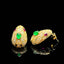 14K GOLD 1.12 CTW NATURAL EMERALD & DIAMOND & SNAKE EARRINGS