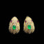 14K GOLD 1.12 CTW NATURAL EMERALD & DIAMOND & SNAKE EARRINGS