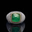 14K GOLD 5.30 CTW VIVID GREEN NATURAL EMERALD & DIAMOND RING