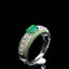 14K GOLD 1.18 CTW VIVID GREEN NATURAL EMERALD & DIAMOND RING