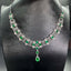 14K GOLD 7.06 CTW VIVID GREEN NATURAL EMERALD & DIAMOND NECKLACE