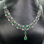 14K GOLD 7.06 CTW VIVID GREEN NATURAL EMERALD & DIAMOND NECKLACE