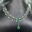 14K GOLD 7.06 CTW VIVID GREEN NATURAL EMERALD & DIAMOND NECKLACE