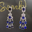 14K GOLD 4.41 CTW VIVID BLUE NATURAL SAPPHIRE & DIAMOND EARRINGS