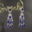 14K GOLD 4.41 CTW VIVID BLUE NATURAL SAPPHIRE & DIAMOND EARRINGS