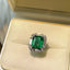 14K GOLD 5.2 CTW VIVID GREEN NATURAL EMERALD & DIAMOND RING
