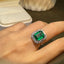 14K GOLD 5.2 CTW VIVID GREEN NATURAL EMERALD & DIAMOND RING