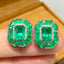 14k Gold 4.5 Ct Natural Emerald & Diamond Earrings
