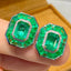 14k Gold 4.5 Ct Natural Emerald & Diamond Earrings