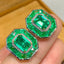 14k Gold 4.5 Ct Natural Emerald & Diamond Earrings