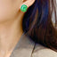 14k Gold 4.5 Ct Natural Emerald & Diamond Earrings