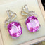 14k Gold 39.2 Ct Natural Kunzite & Diamond & Sapphire Earrings