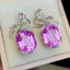 14k Gold 39.2 Ct Natural Kunzite & Diamond & Sapphire Earrings