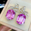 14k Gold 39.2 Ct Natural Kunzite & Diamond & Sapphire Earrings
