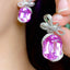 14k Gold 39.2 Ct Natural Kunzite & Diamond & Sapphire Earrings
