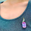 14K GOLD 32.5 CT NATURAL KUNZITE & DIAMOND BROOCH/PENDANT( WITHOUT CHAIN )