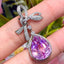 14k Gold 11.2 Ct Natural Kunzite & Diamond Pendant( Without Chain )