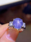 PT900 7.84 CTW UNHEATED STAR SAPPHIRE & DIAMOND RING