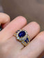 18K GOLD 4.67 CTW HEATED SAPPHIRE & DIAMOND RING