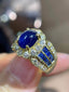 18K GOLD 4.67 CTW HEATED SAPPHIRE & DIAMOND RING