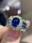 18K GOLD 4.67 CTW HEATED SAPPHIRE & DIAMOND RING