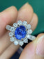 PT900 3.09 CTW UNHEATED SAPPHIRE & DIAMOND RING