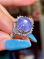 PT900 8.34 CTW UNHEATED STAR SAPPHIRE & DIAMOND RING